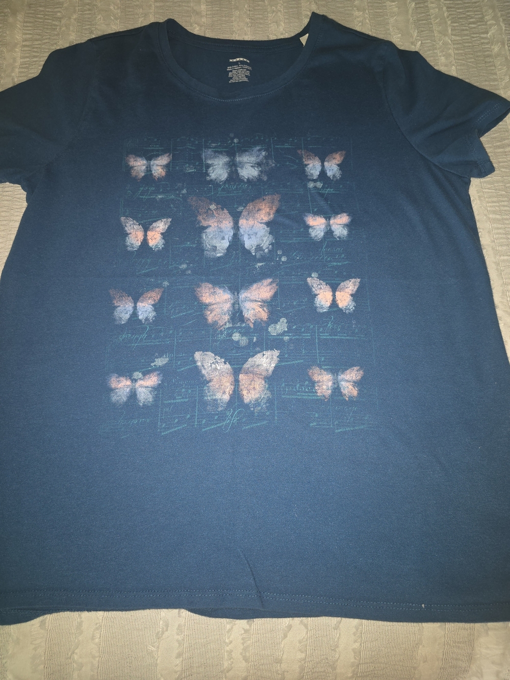Women's Navy Short Sleeve Butterfly Tee